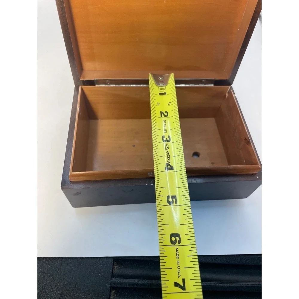 Vintage Reuge Inlaid Marquetry Wood Jewelry Box